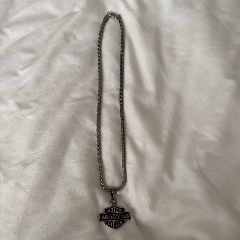 Harley-Davidson Black and Silver Pendant Necklace Made of Real Silver